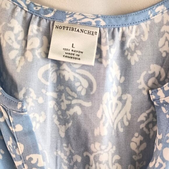 Nottibianche Sleep Top NWT Light Blue Floral Short Sleeve Size L Dillard’s - Picture 4 of 8